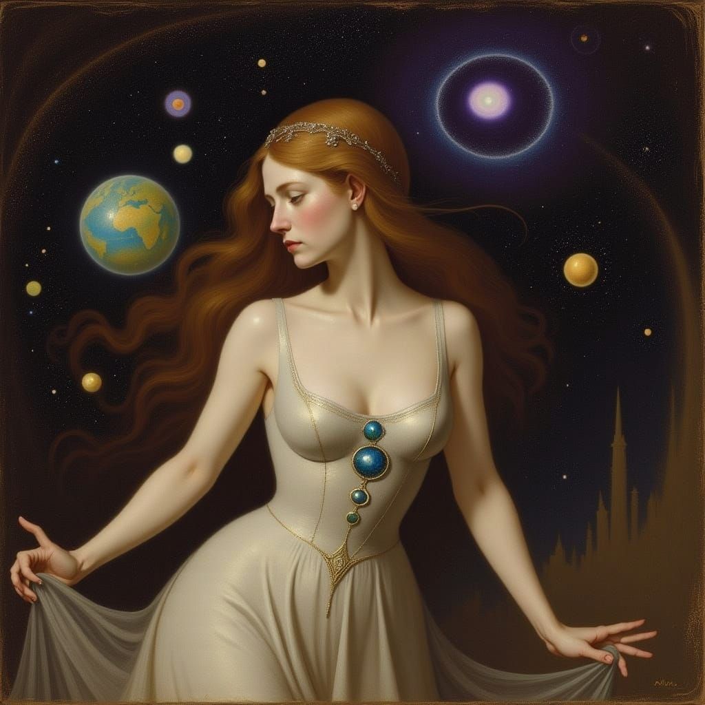 Baroque Space Goddess in Cosmic Landscape