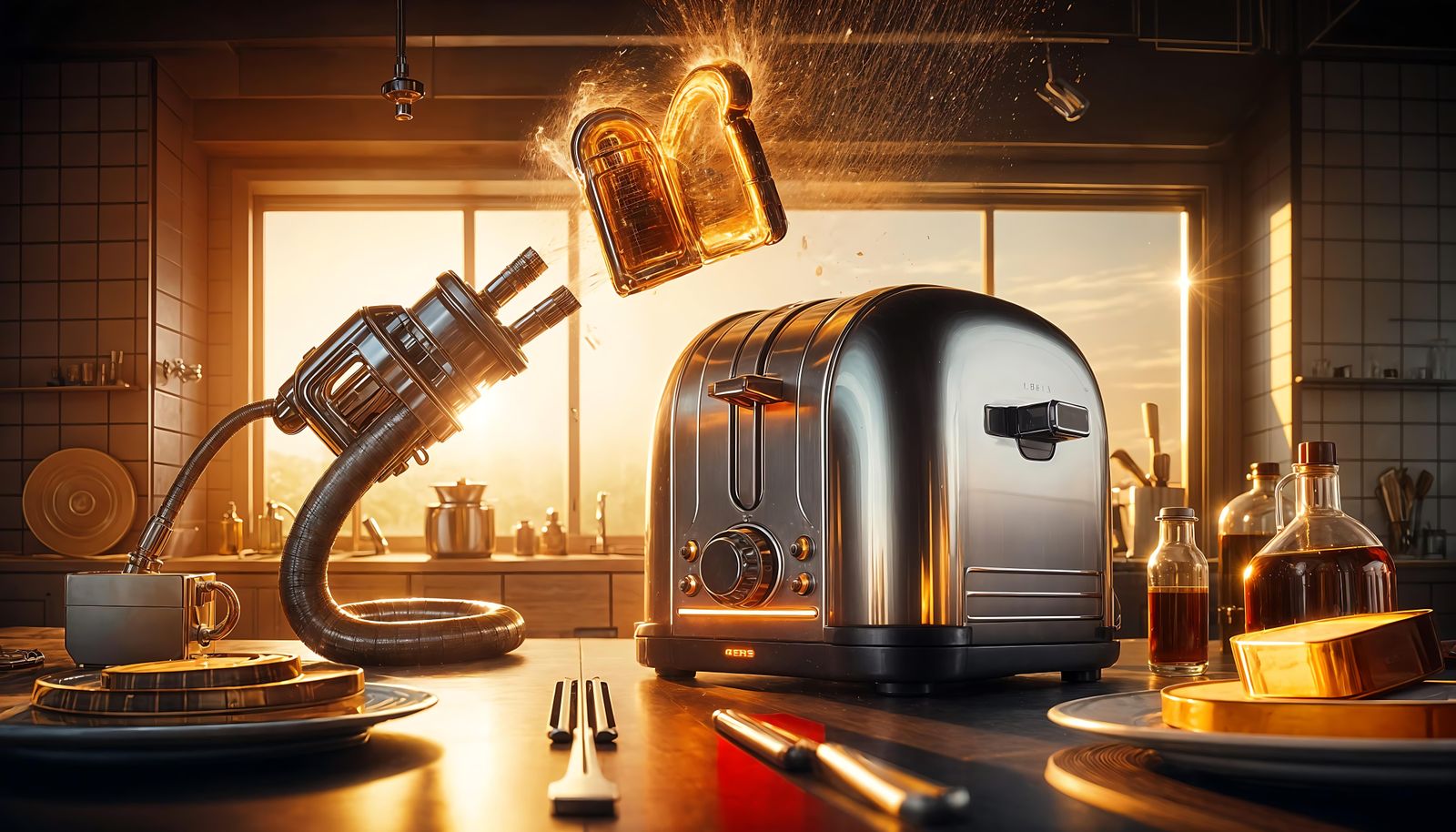 Vacuum Cleaner vs Toaster: Kitchen Showdown in Slow Motion