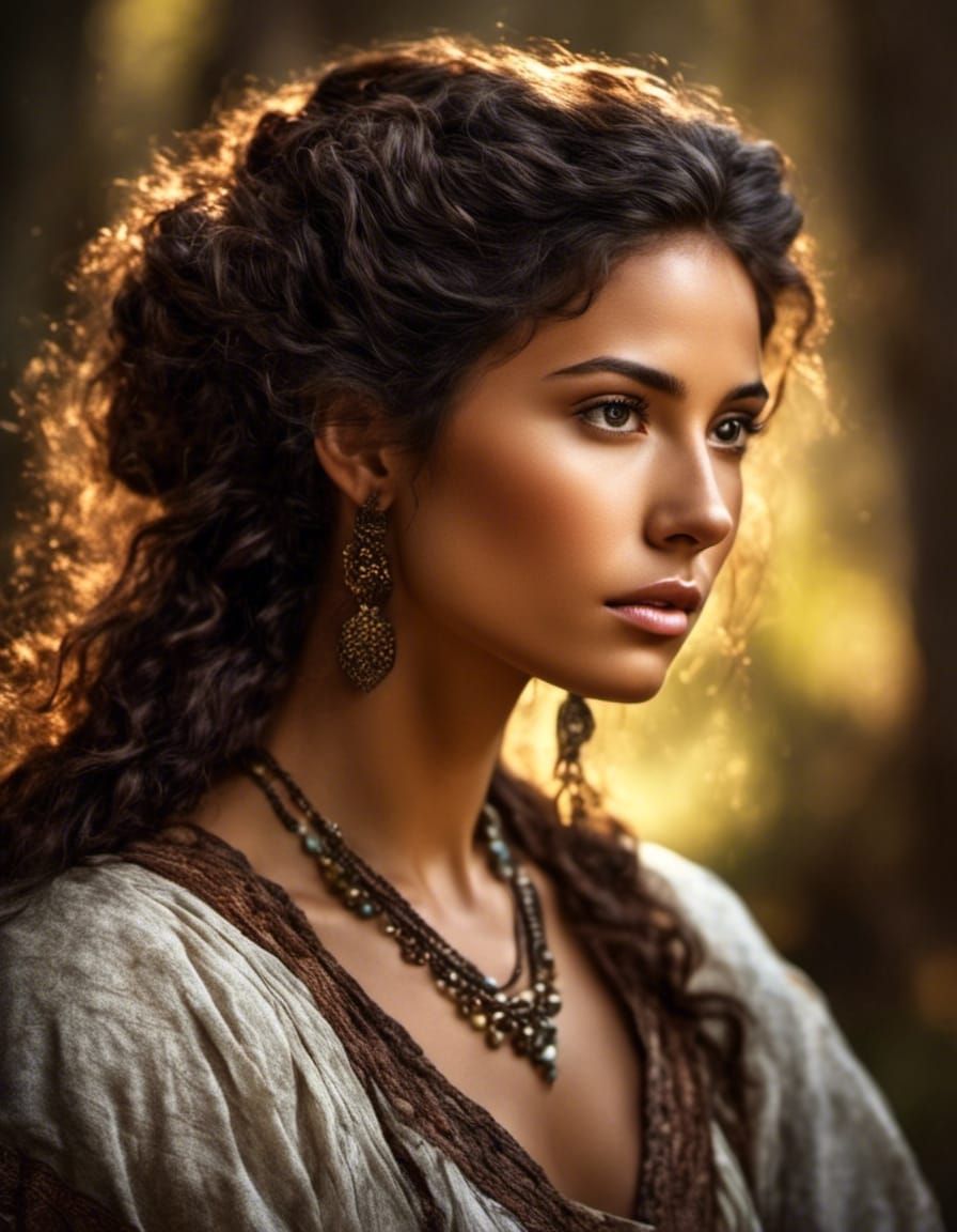 Detailed Portrait of Hawaiian Woman in Realism Style