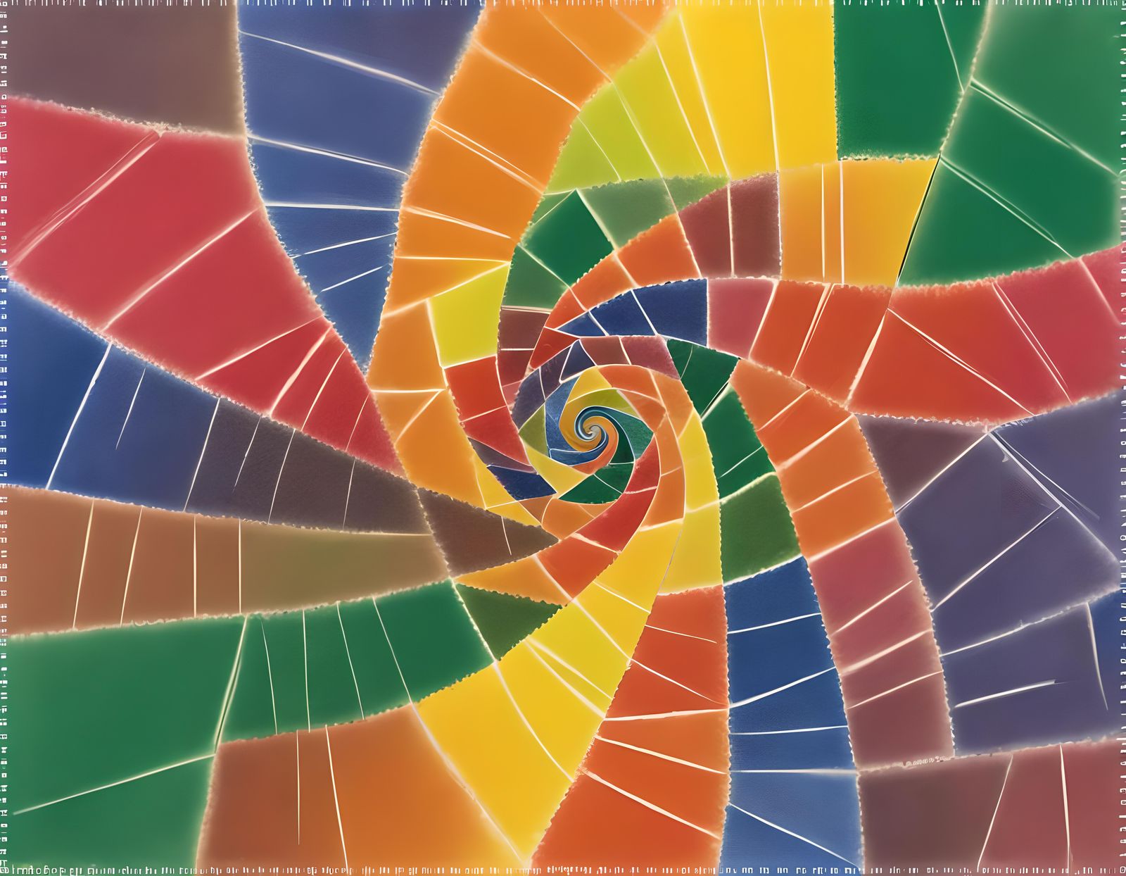 Fibonacci Spiral Over Child's Crayon Art