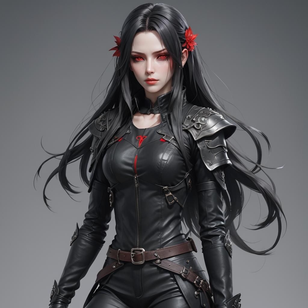 Elegant Shadar-Kai Woman in Striking 3D Anime Style