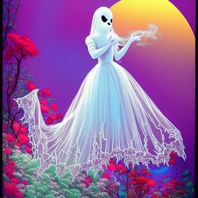 Lace Ghost in Rainbow Garden, Iridescent Cel-Shading