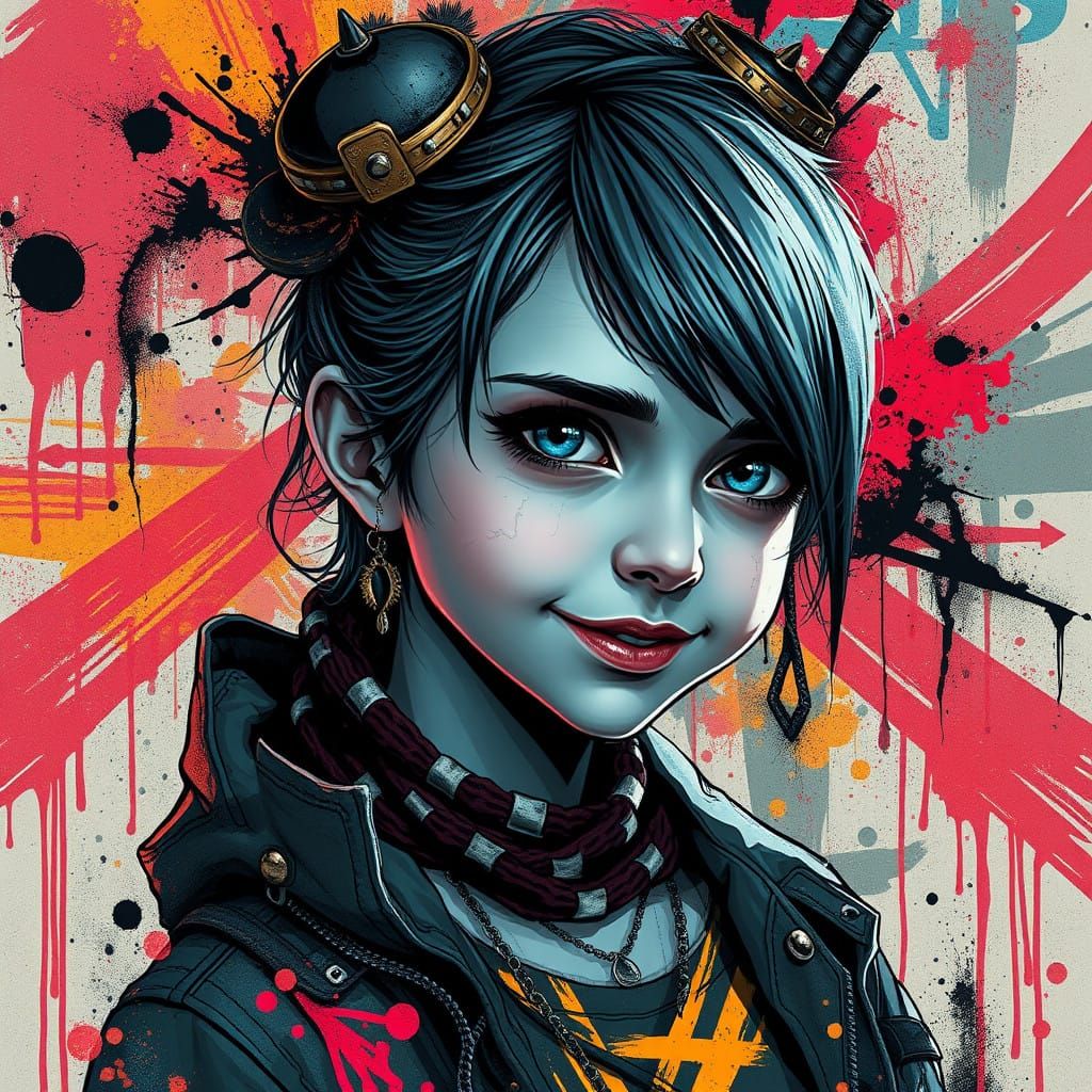 Surreal Portrait of a Young Girl in Hypermaximalist Style