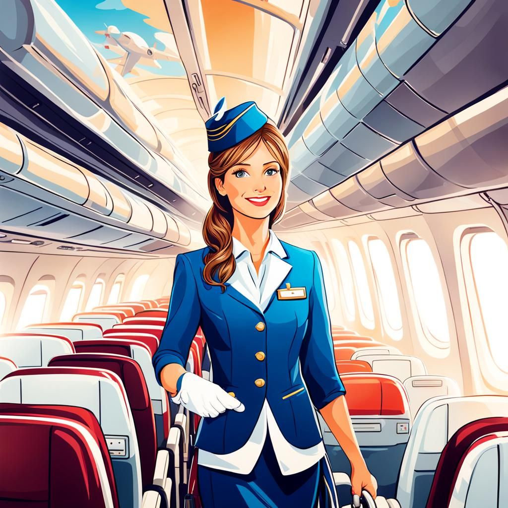 Elegant Flight Attendant on a Journey