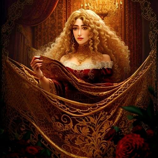 Opulent Woman in Lace with Candlelight