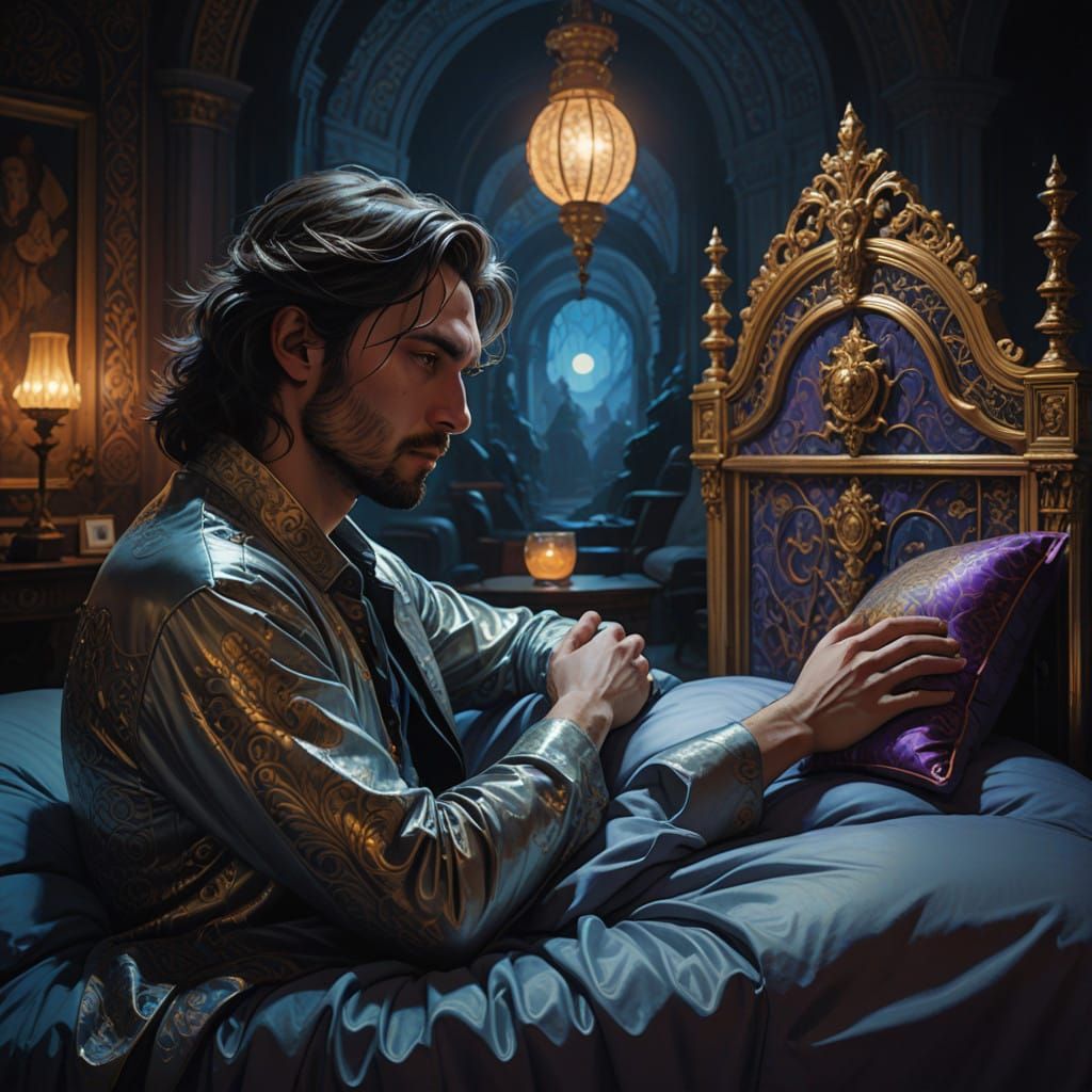 Ethereal Palace Scene with Two Men in Harmony