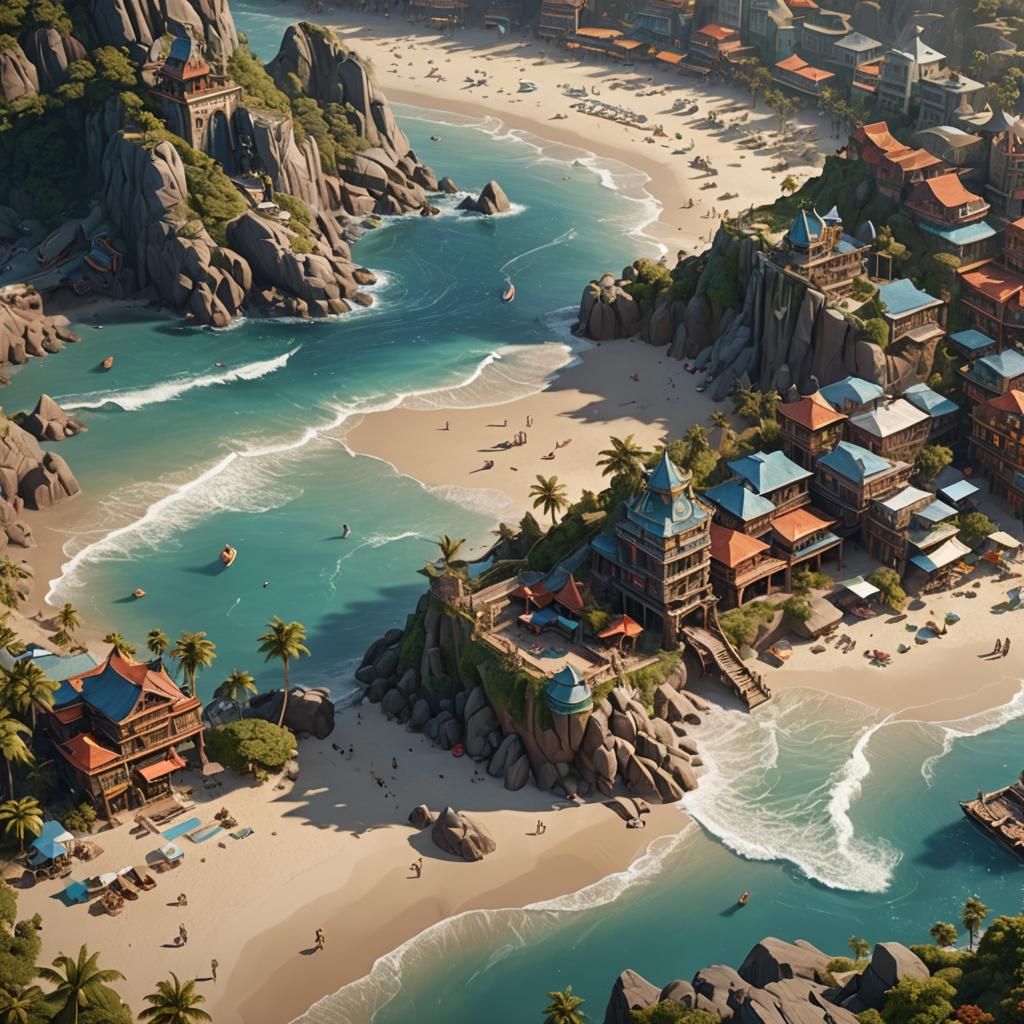 Detailed Matte Painting of a Beach Lover