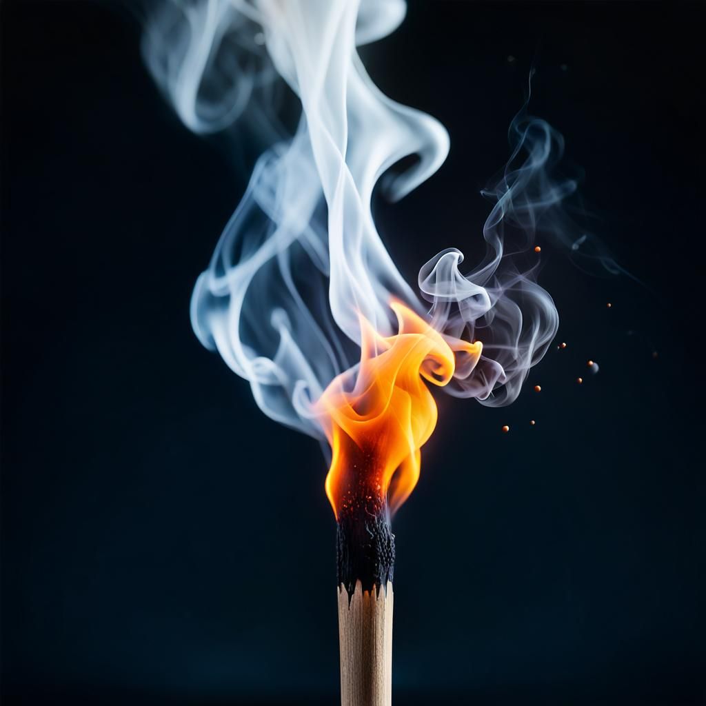 Graceful Smoke Figure Rising from Match