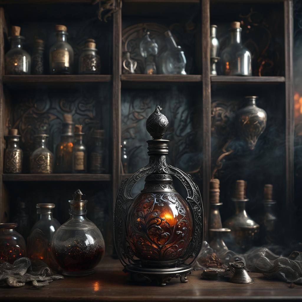 Mystic Potion Bottle in Cinematic Lighting