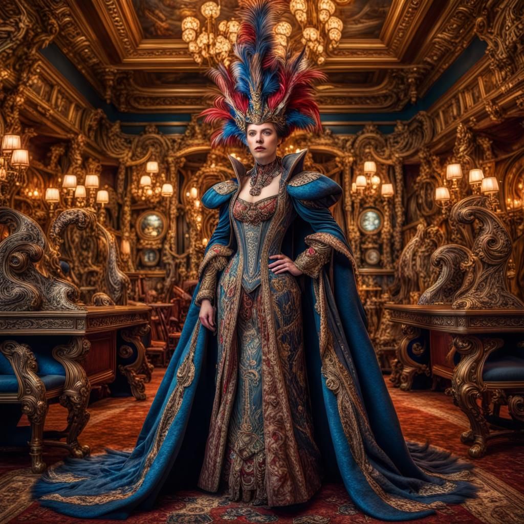 Maximalist Fantasy Realm: Opulent Characters in Epic Attire