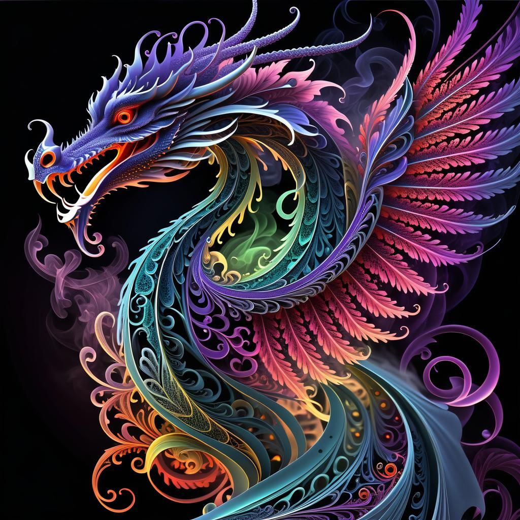 Stylized Salvia Dragon with Intricate Filigree
