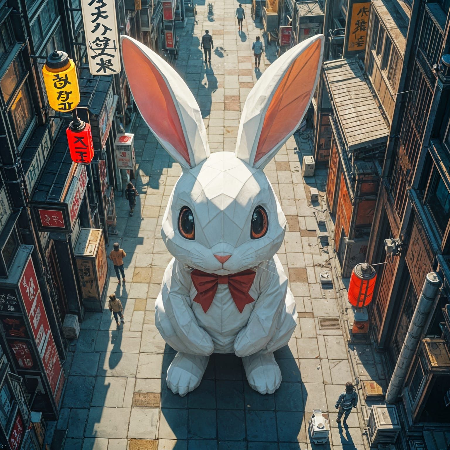 Vibrant Paper Bunny Digital Illustration