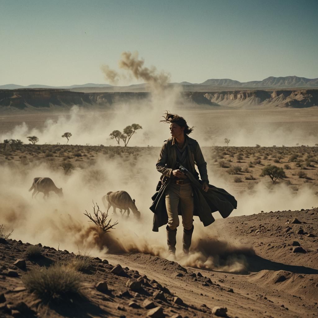 Dramatic Dust Swirl in Cinematic Style