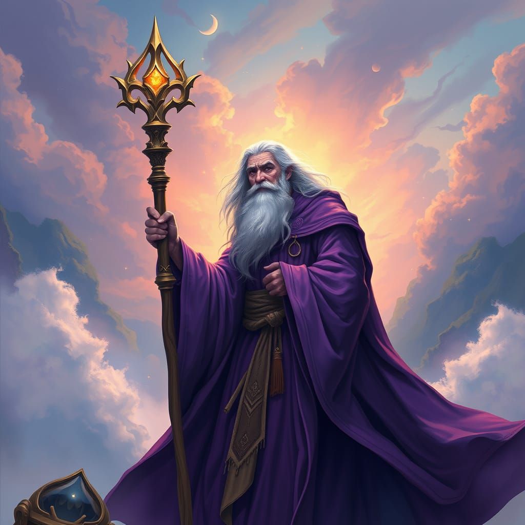 Mystical Wizard in Lavender Hues