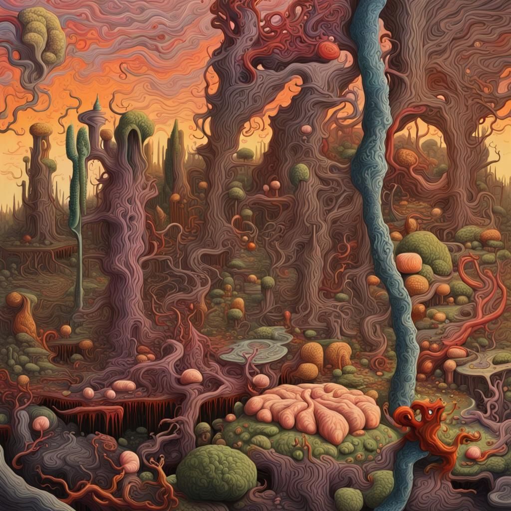 Indigestion Horror Landscape in Contemporary Art Style