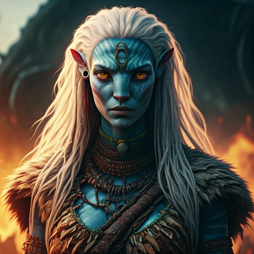 Albino Na'vi Warrior, Empowered by Fire