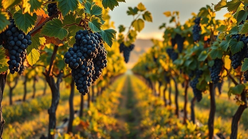 Lush Vineyard Landscape at Golden Hour