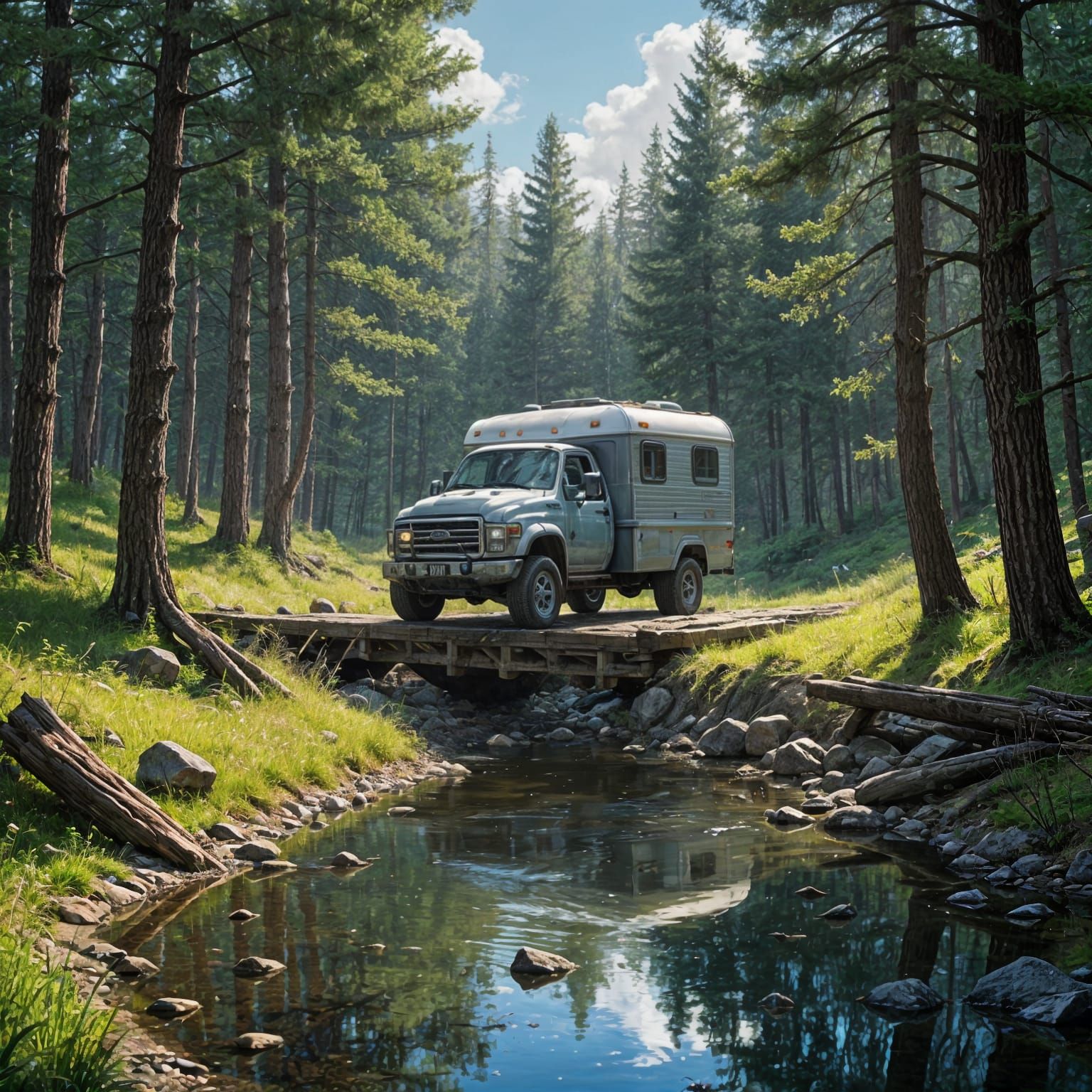 Woodland Creek Crossing in Autumnal Hues