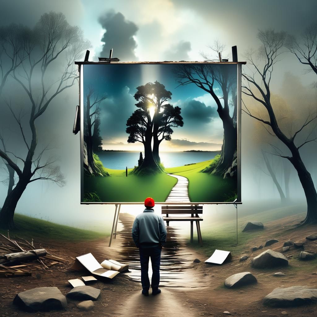 Creative Landscape Design for Advertising Concept