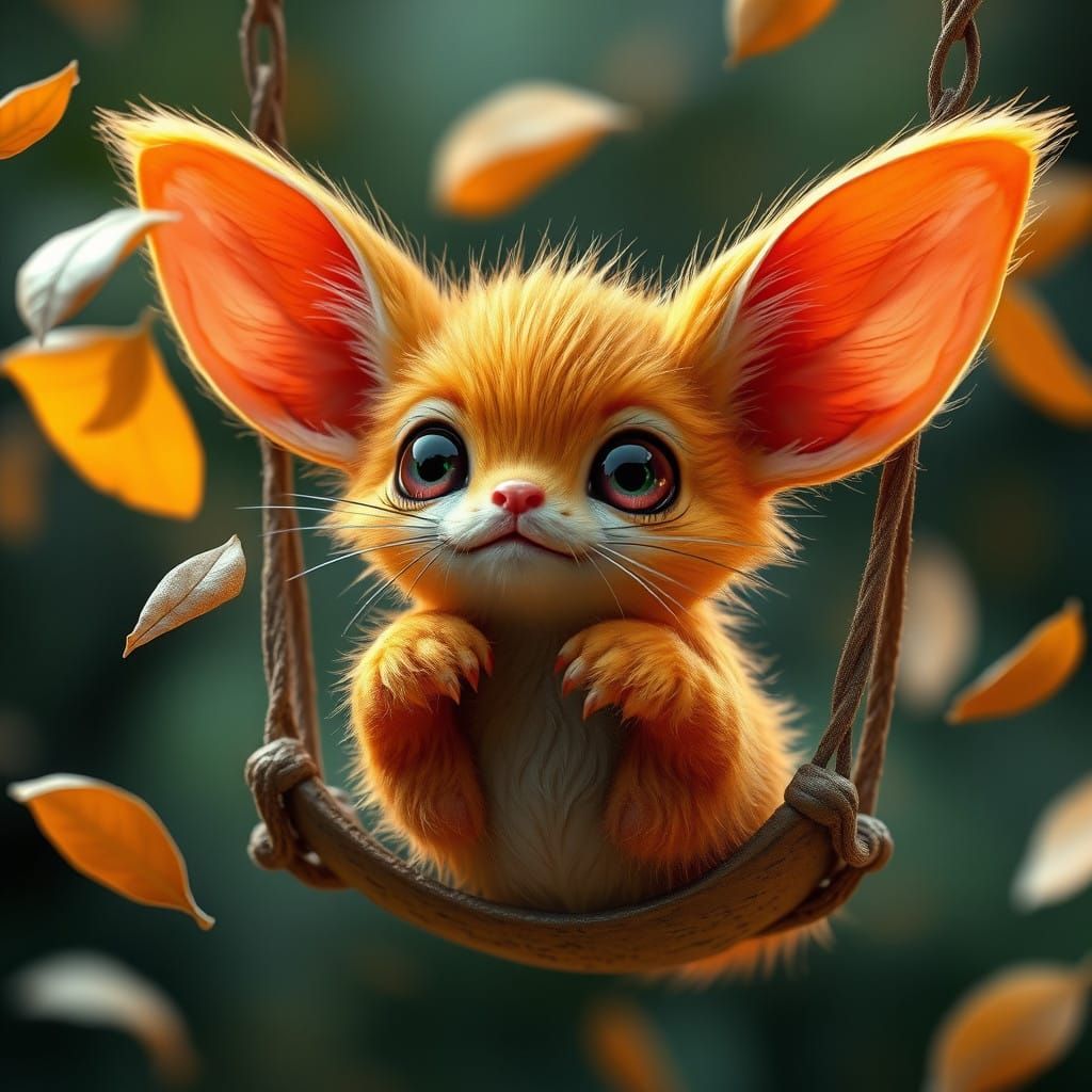 Tangerine Orange Phloofy Sees Leaves Flying in Whimsical Swi...