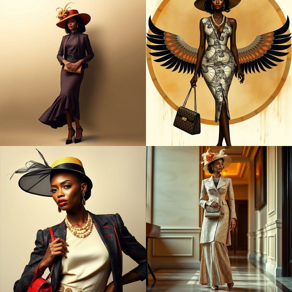 Elegant Beauty in Art Nouveau-Inspired Chic Ensemble