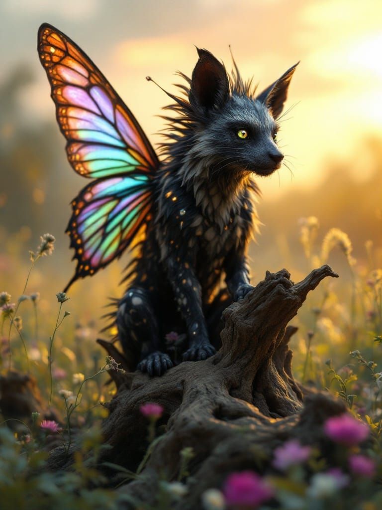 Hyper-Realistic Hyena-Butterfly Chimaera in Vibrant Fantasy ...