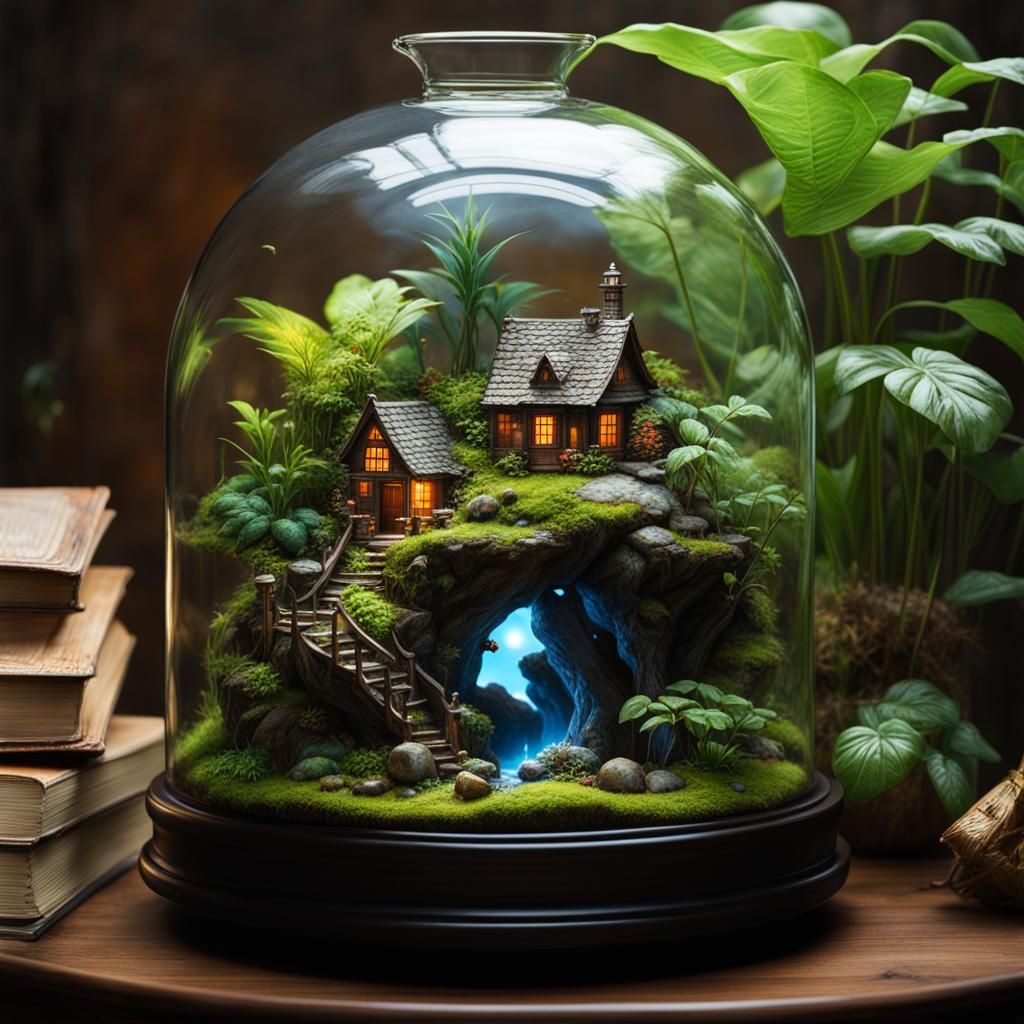 Hyperdetailed Terrarium with Natural Lighting
