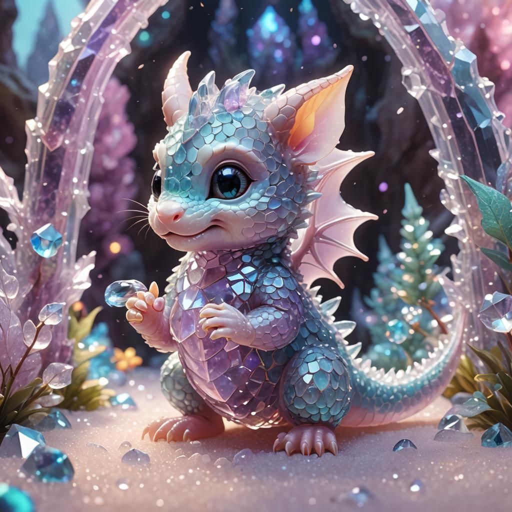 Chibi Crystal Dragon in Fantasy Wonderland
