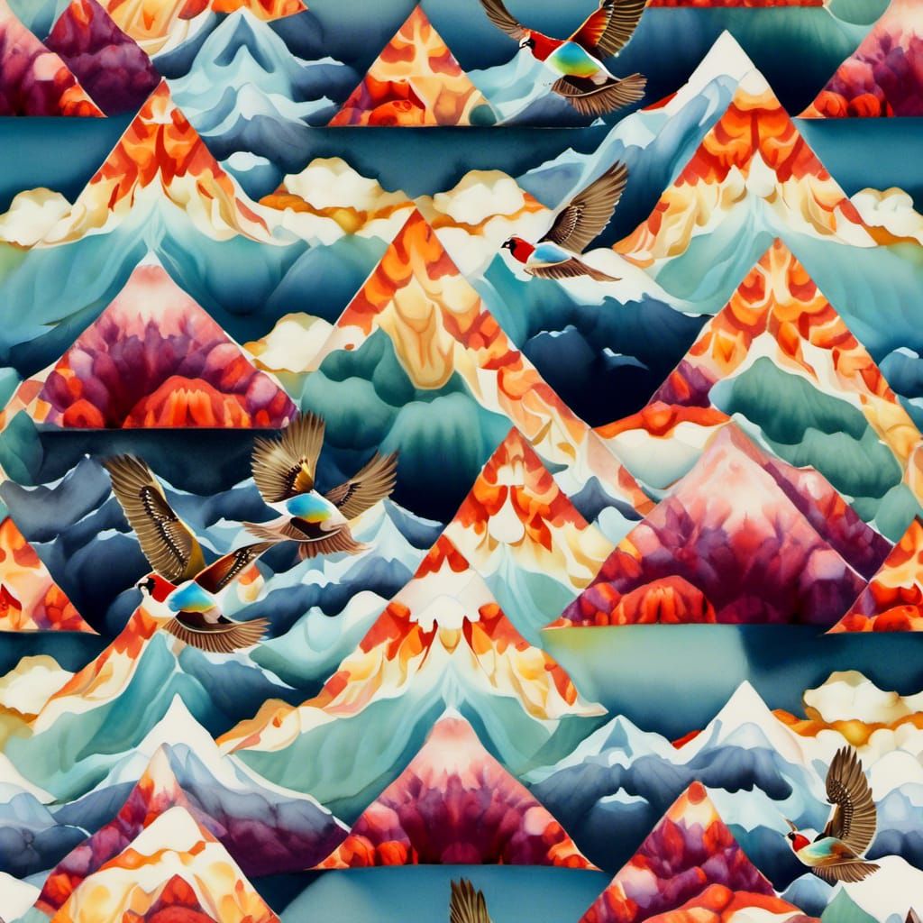 Fantasy Landscape in Double Exposure Watercolor