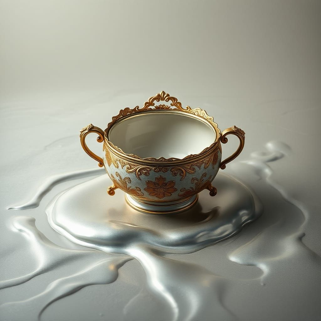 Ornate Ceramic Pot in Surreal Dreamscape