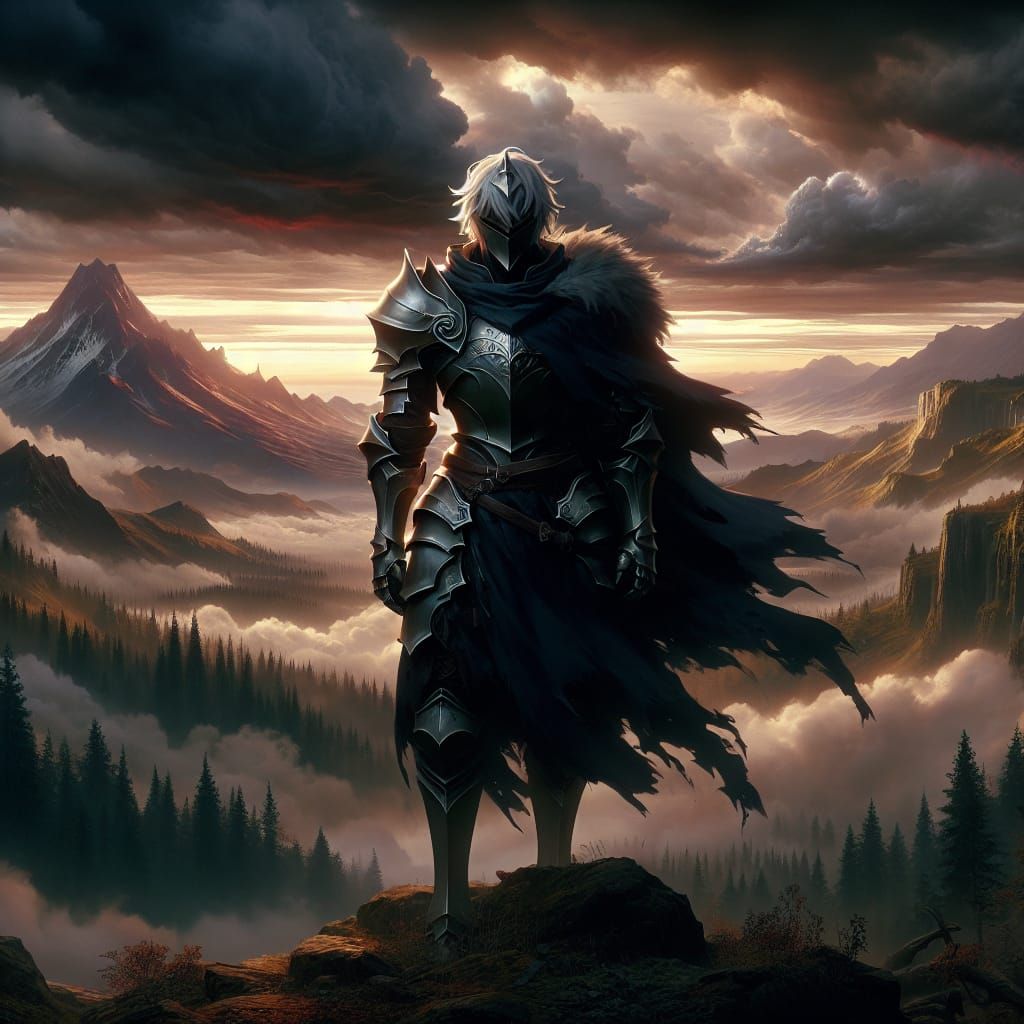 Lone Knight in Dark Anime Fantasy Epic