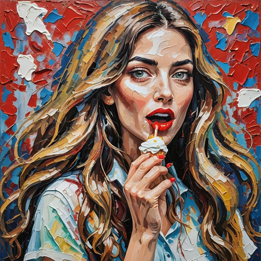 Woman with Ice Cream: Neo-Impressionist Style