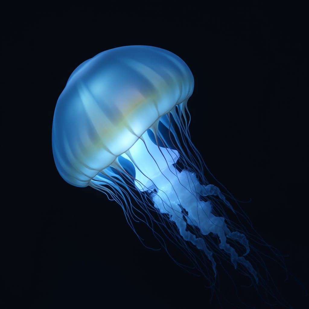 Colossal Iridescent Jellyfish in Deep-Sea Trench