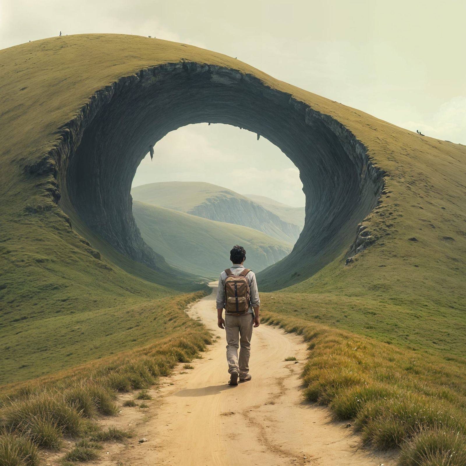 Ethereal Wanderer in a Surreal, Endless Landscape