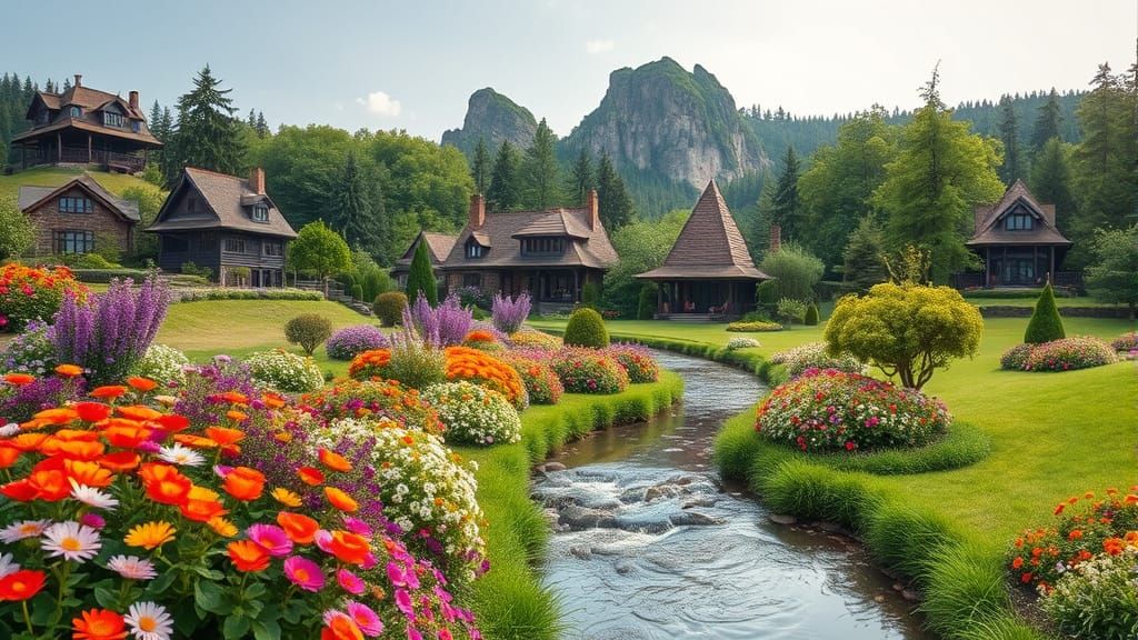 Dreamy Houses Amidst Vibrant Botanicals