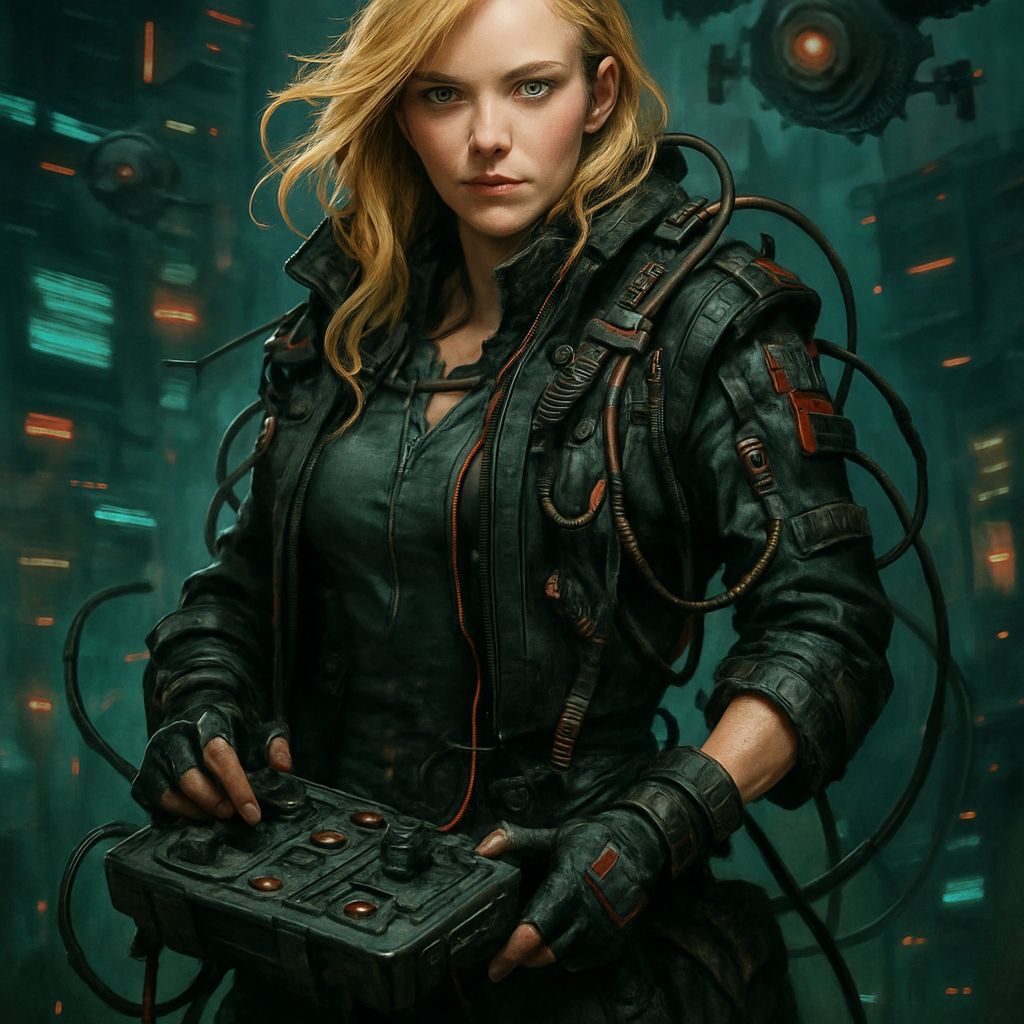 Shadowrun Rigger with Blonde Hair in Cyberpunk Style