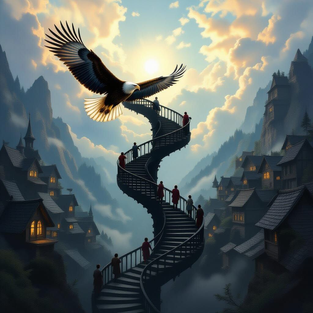 Majestic Eagle Above Medieval Valley Staircase