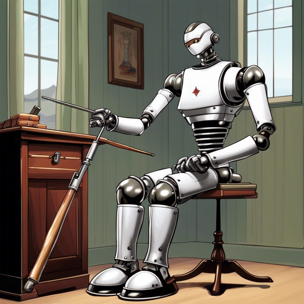 Futuristic Spanking Robot with Riding Crop