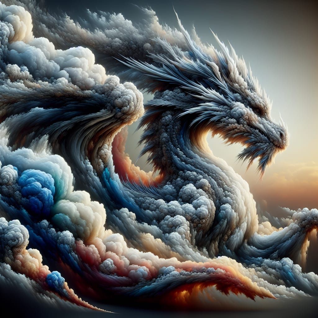 Photorealistic Cloud Dragon Concept Art in 16K
