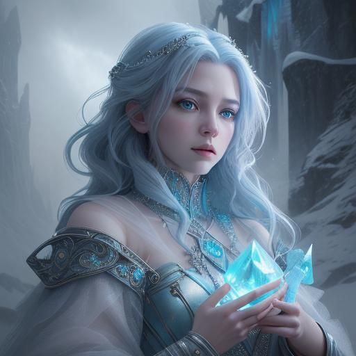 Detailed Portrait of a Cute Ice Magician