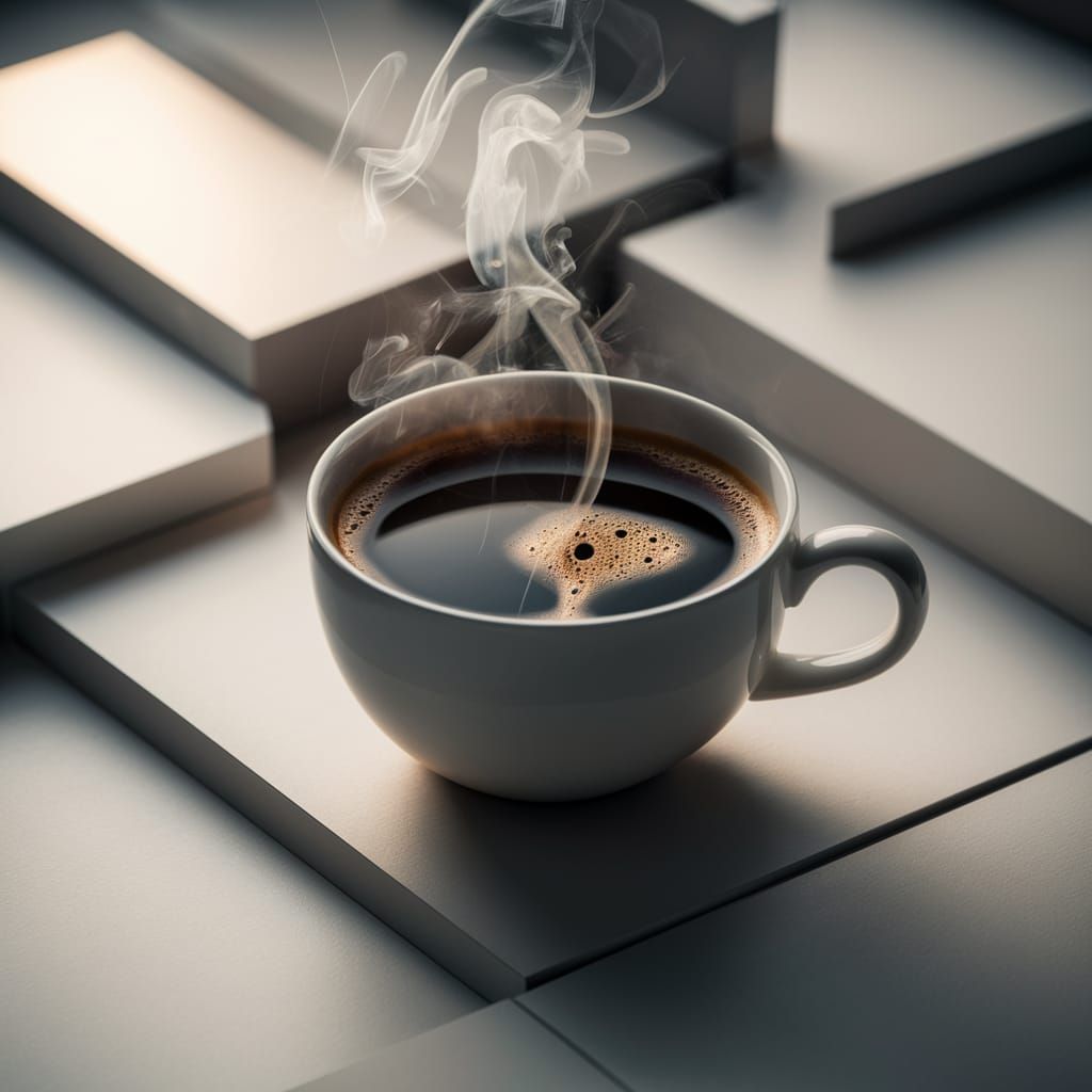 Steaming Coffee Cup in Morning Light, 8k