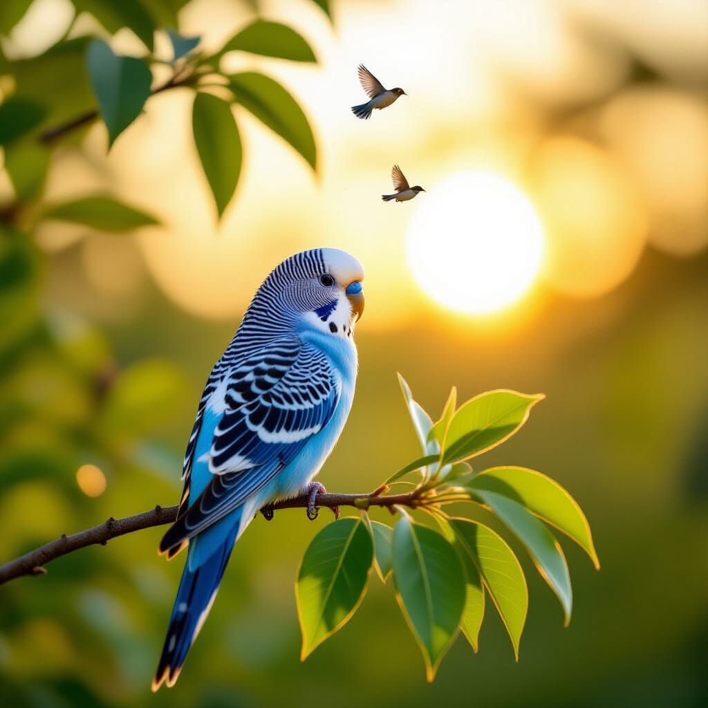 Budgie in Sunlight: A Photorealistic Avian Portrait