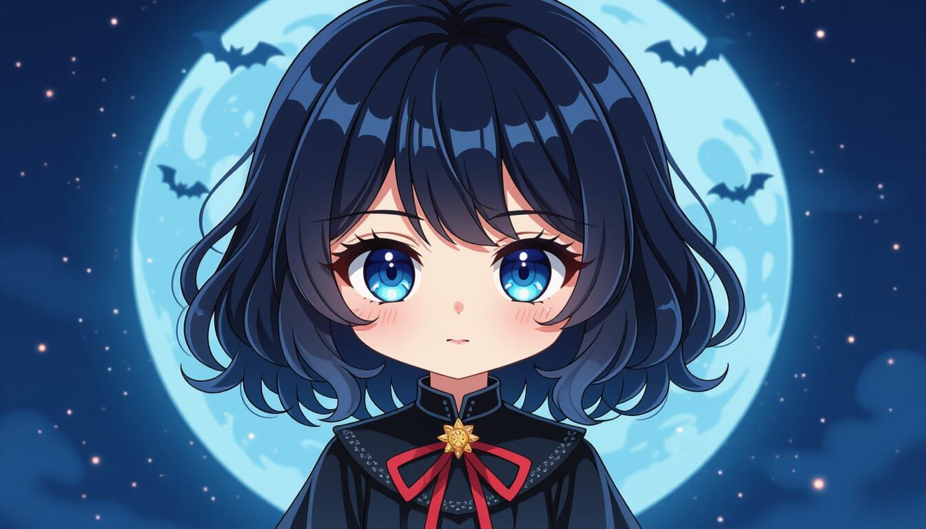 Chibi Manga Girl Under Mystic Spell, Photorealistic