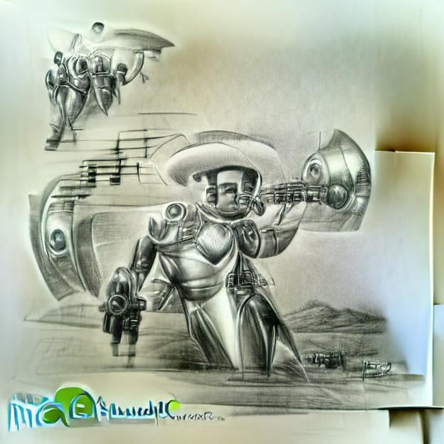 Retro Robot Mariachi Trumpeter Concept Art