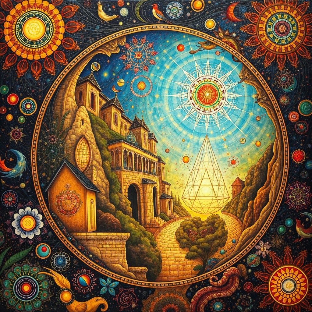 Psychedelic Utopia in Sacred Geometry Style
