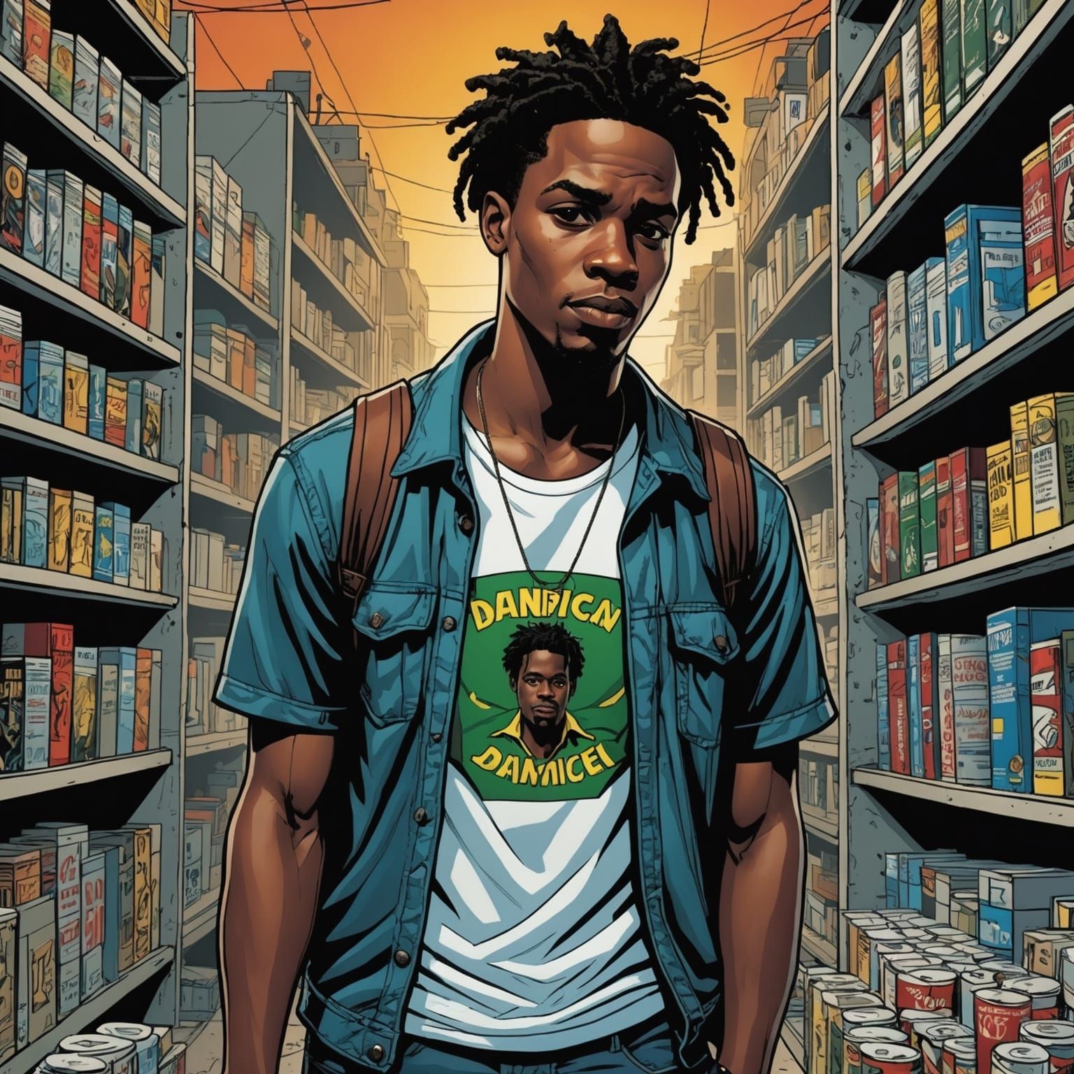 Young Man's Addiction: Comic Book Style Illustration