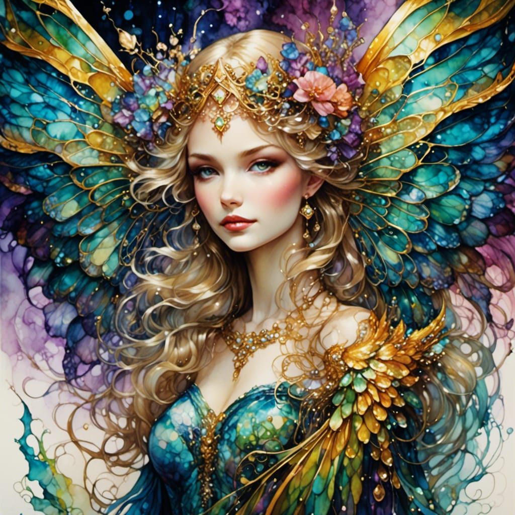 Fantasy Wingdings in Alcohol Ink Style