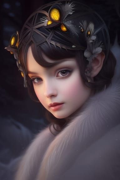 Snow-White Filigree Gremlin in Faerie Circle