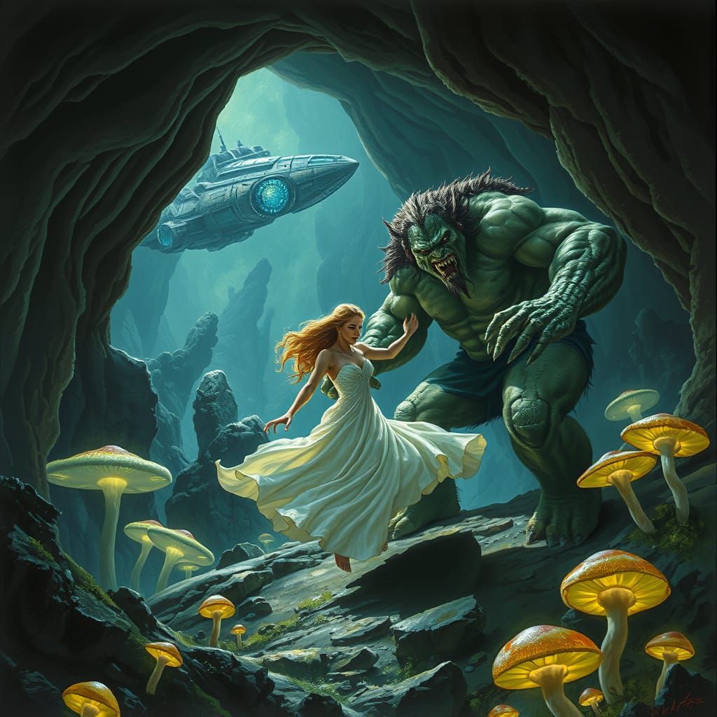 Glowing Cave Troll Abducts Human Princess in Ancient Spacecr...