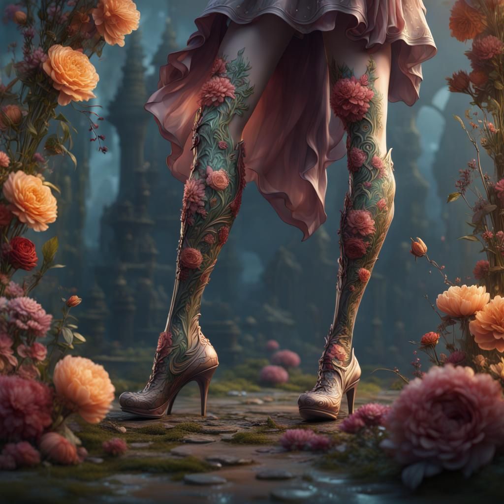 Fantastical Floral Legs: Detailed Matte Painting